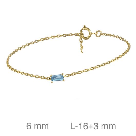 Foto de Pulsera de plata con baño de oro circonita baguette color aguamarina