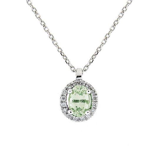 Picture of Gargantilla de oro blanco, brillantes y zafiro verde. 0,75 quilates