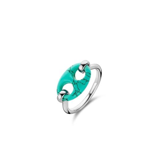 Picture of Anillo de plata con baño de rodio con piedra turquesa