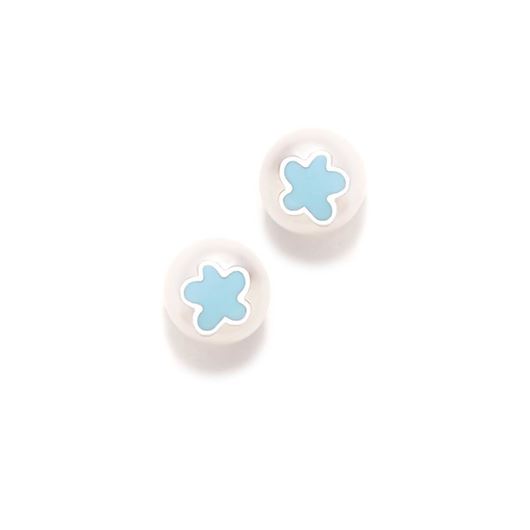 Picture of Pendientes perla conn flor esmalte azul 