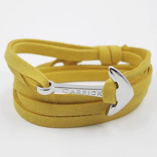 Picture of Pulsera Vatoa con ancla plateada de ante amarillo