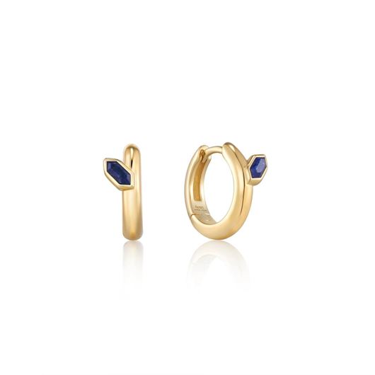 Picture of Pendientes aro emblema lapis huggie en plata baño oro
