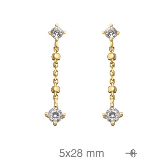Foto de Pendientes de plata con baño de oro y cadena con circonitas