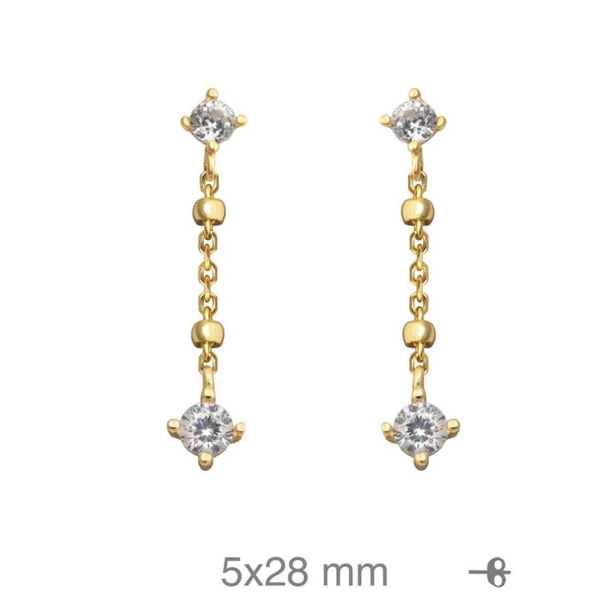Picture of Pendientes de plata con baño de oro y cadena con circonitas