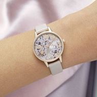 Foto de Reloj midi floral abstracto en rosa perla y oro rosa
