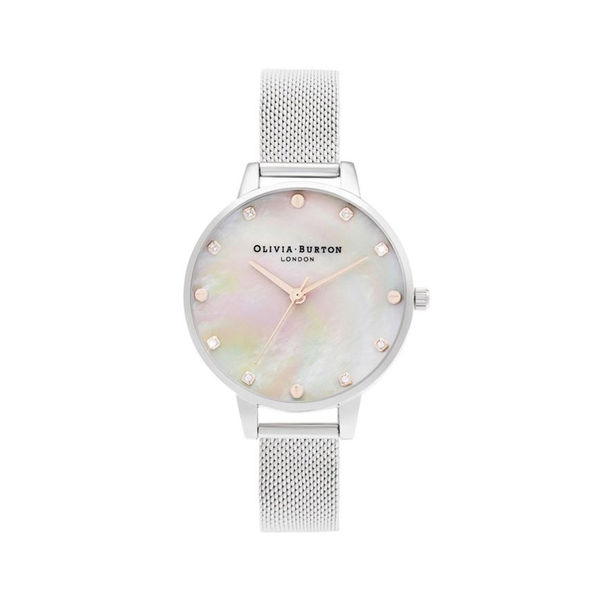 Foto de Reloj Olivia Burton Clásico malla blanca y plateada de 34 mm