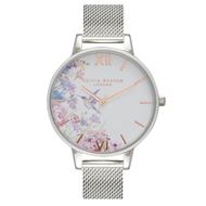 Foto de Reloj Olivia Burton esfera floral 34mm, malla milanesa plateada