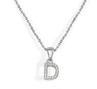 Foto de Gargantilla inicial D de plata con baño de rodio y circonitas