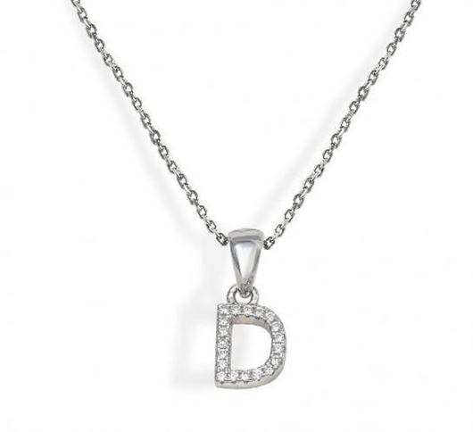 Picture of Collar de plata letra D con circonitas blancas