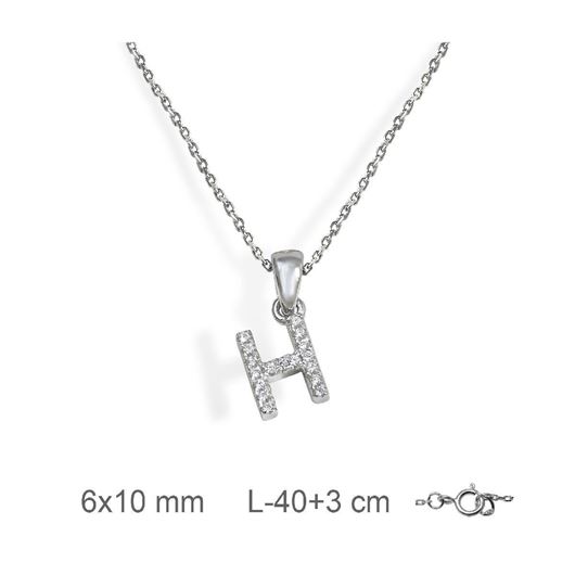 Picture of Collar de plata letra H con circonitas blancas