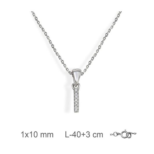 Foto de Collar de plata letra I con circonitas blancas