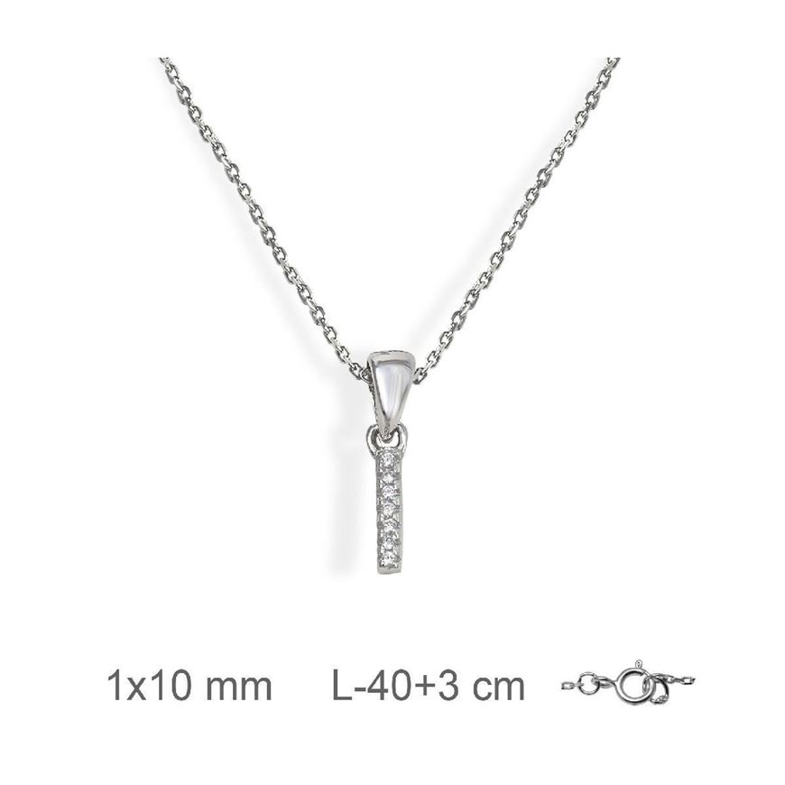 Foto de Collar de plata letra I con circonitas blancas