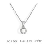 Foto de Gargantilla inicial O de plata con baño de rodio y circonitas