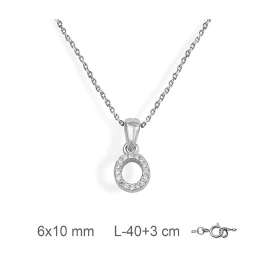 Foto de Collar de plata letra O con circonitas blancas