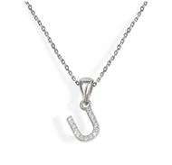 Foto de Gargantilla inicial U de plata con baño de rodio y circonitas