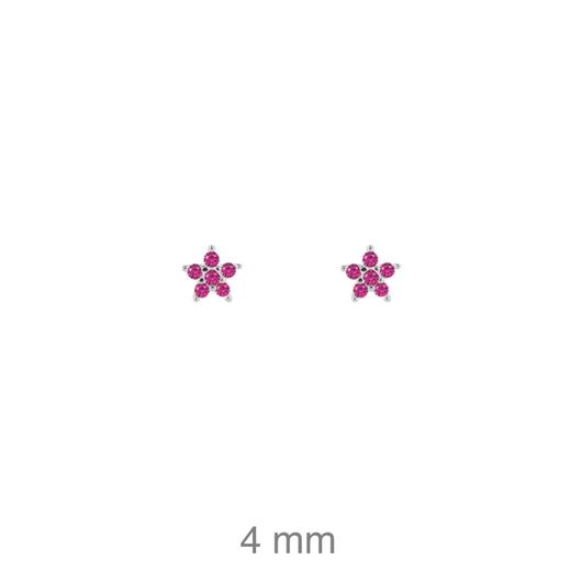 Foto de Pendientes estrella de plata con baño de rodio y circonitas rosas