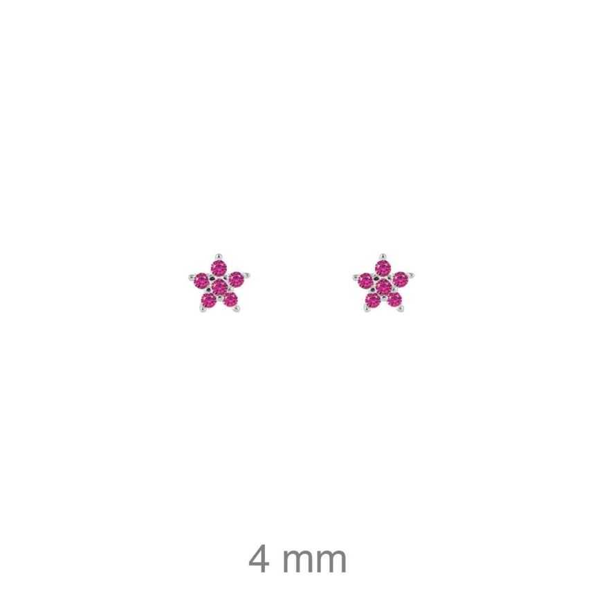 Foto de Pendientes estrella de plata con baño de rodio y circonitas rosas