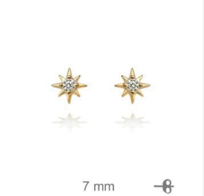 Foto de Pendientes estrella polar con circonitas blancas