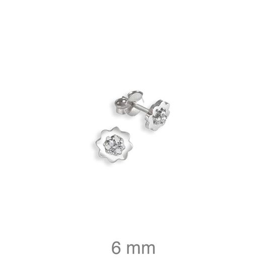Foto de Pendientes flor de plata con baño de rodio y circonitas