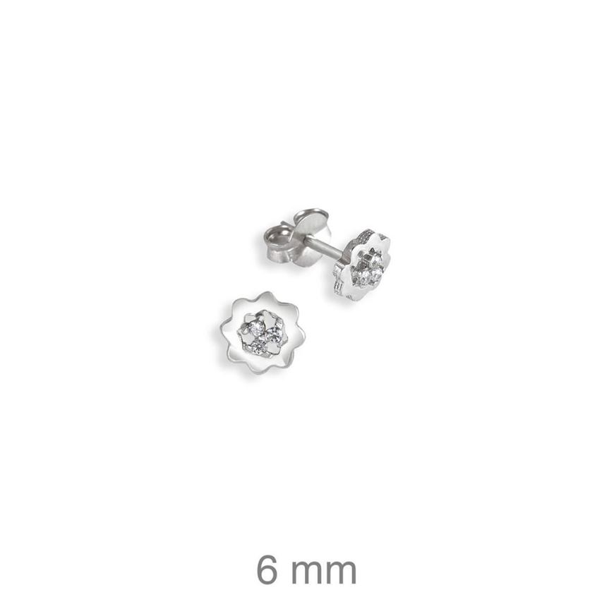 Picture of Pendientes flor de plata con baño de rodio y circonitas