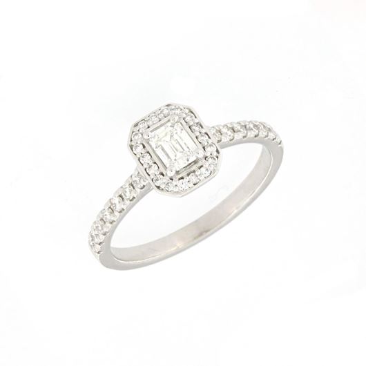 Foto de Sortija de oro blanco y diamante talla esmeralda 0,60ct