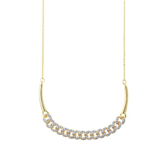 Foto de Collar cadena barbada dorada con circonitas blancas