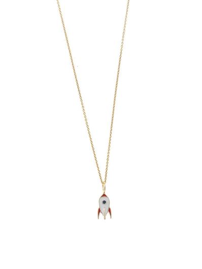 Foto de Collar dorado con cohete de esmalte multicolor