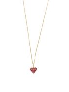 Foto de Collar dorado con forma de diamante en esmalte rojo