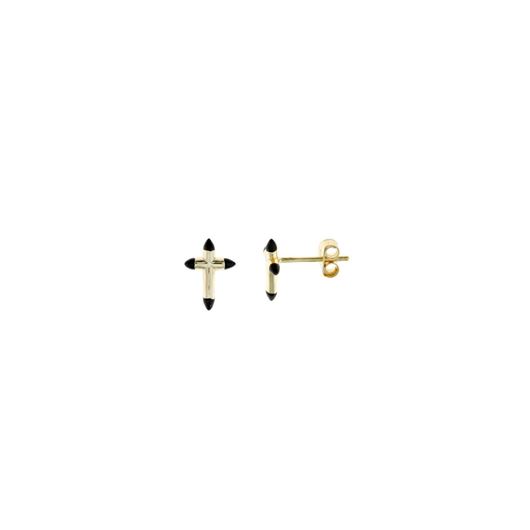 Foto de Pendientes cruces doradas con esmalte negro