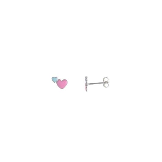 Picture of Pendientes de niña corazones de esmalte rosa y azul