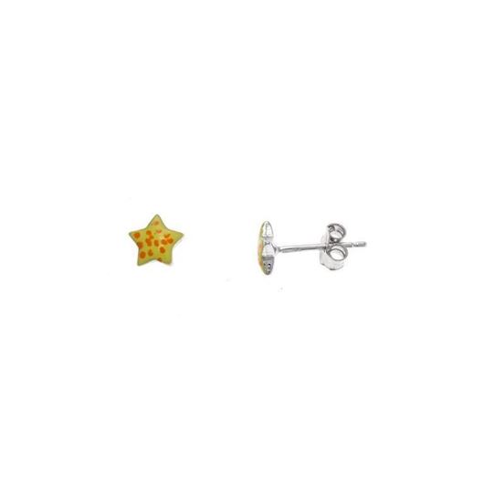 Picture of Pendientes de niña estrellas de esmalte amarillo y naranja