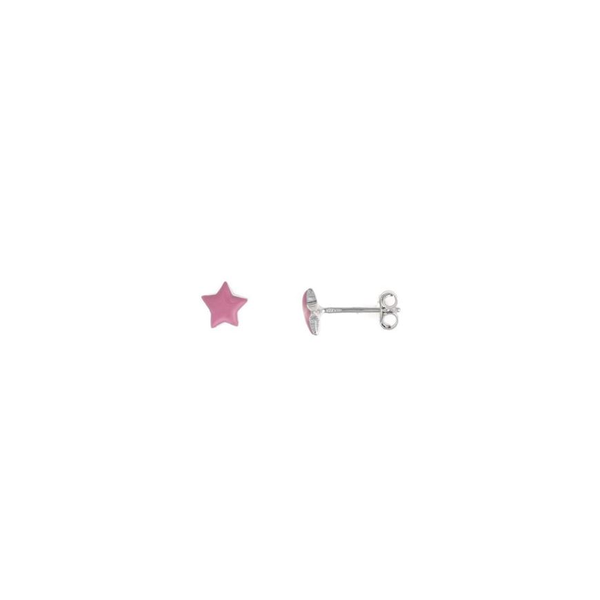 Picture of Pendientes de niña estrellas de esmalte rosa
