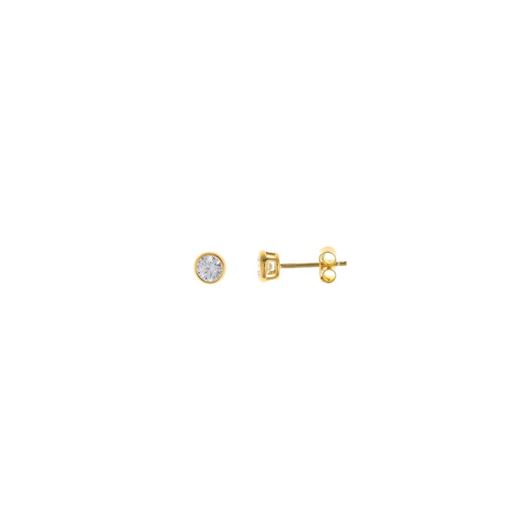 Foto de Pendientes dorados chatones de circonitas blancas 4mm