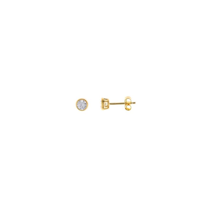 Foto de Pendientes dorados chatones de circonitas blancas 4mm
