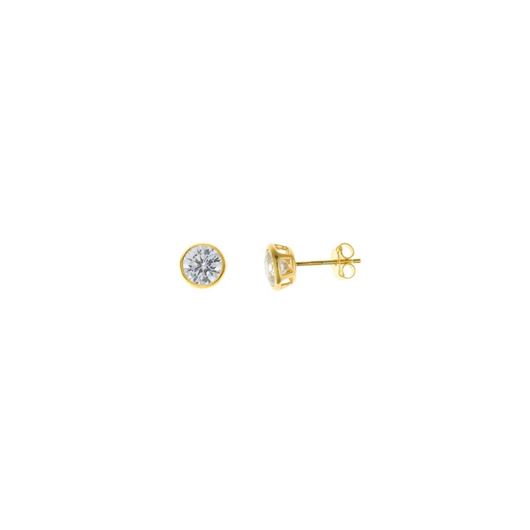 Foto de Pendientes dorados chatones de circonitas blancas 6mm