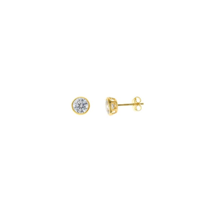 Foto de Pendientes dorados chatones de circonitas blancas 6mm