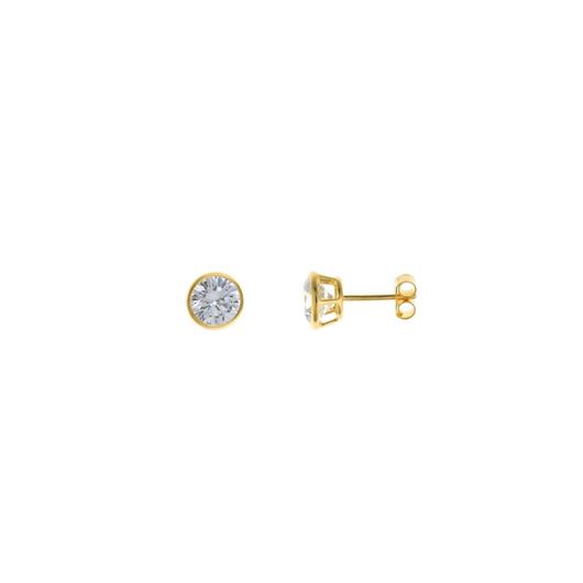 Foto de Pendientes dorados chatones de circonitas blancas 7mm