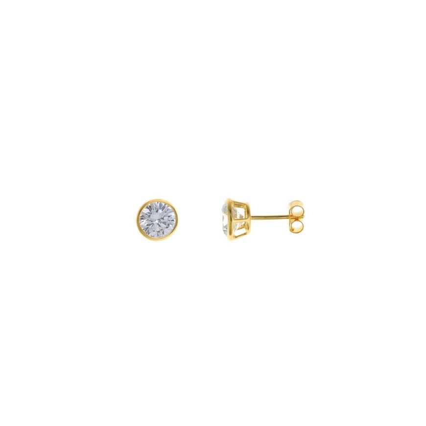 Foto de Pendientes dorados chatones de circonitas blancas 7mm