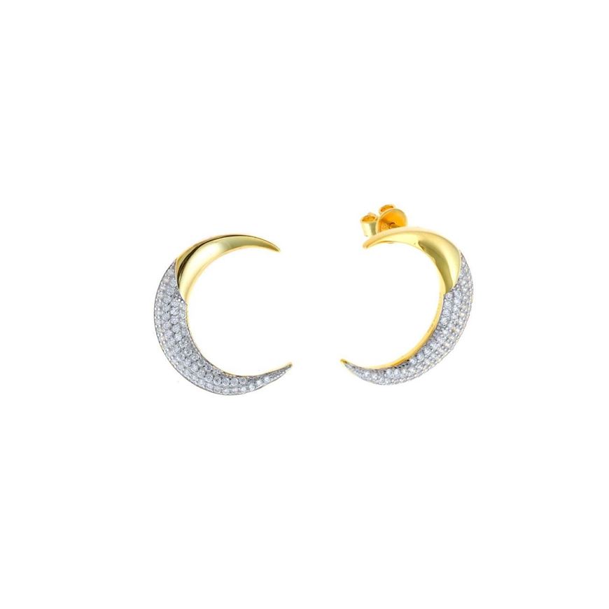Foto de Pendientes lunas doradas con circonitas blancas