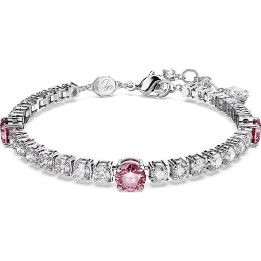 Foto de Pulsera Matrix Tennis rosa y blanco con baño rodio