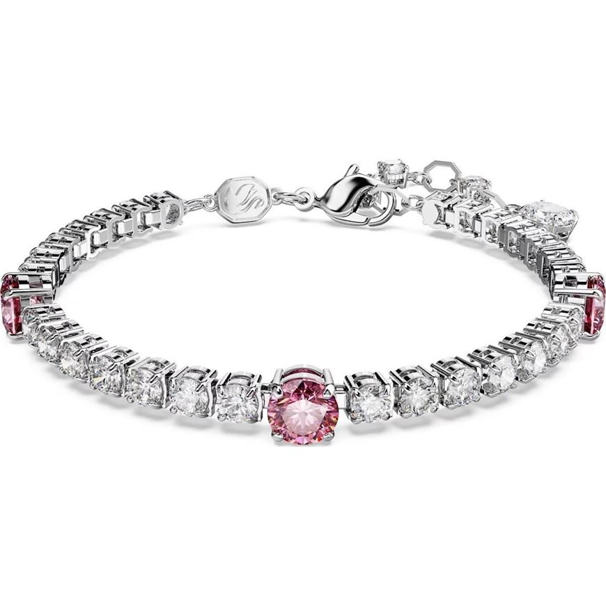 Foto de Pulsera Matrix Tennis rosa y blanco con baño rodio