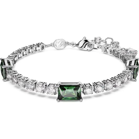 Foto de Pulsera Matrix Tennis baño rodio en blanco y verde