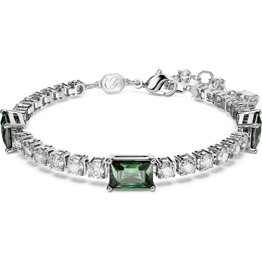 Foto de Pulsera Matrix Tennis baño rodio en blanco y verde