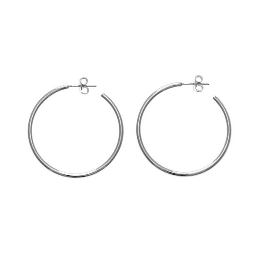 Foto de Pendientes aro de plata baño rodio 30mm