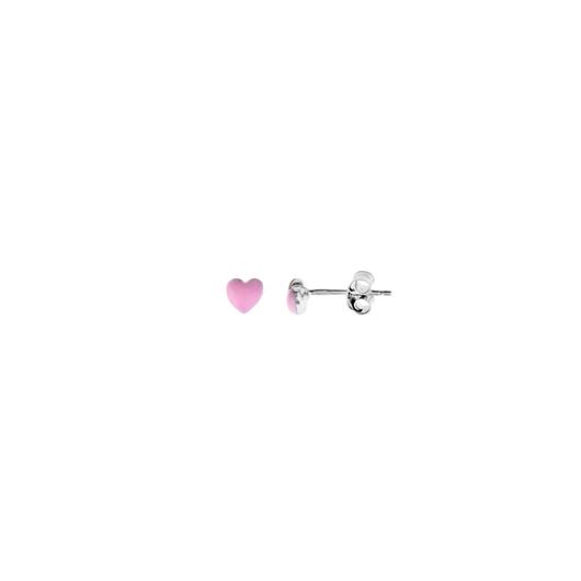 Foto de Pendientes de niña en plata corazón rosa