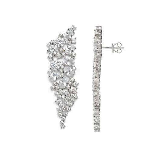 Foto de Pendientes de plata con fiigrana de circonitas blancas brillantes
