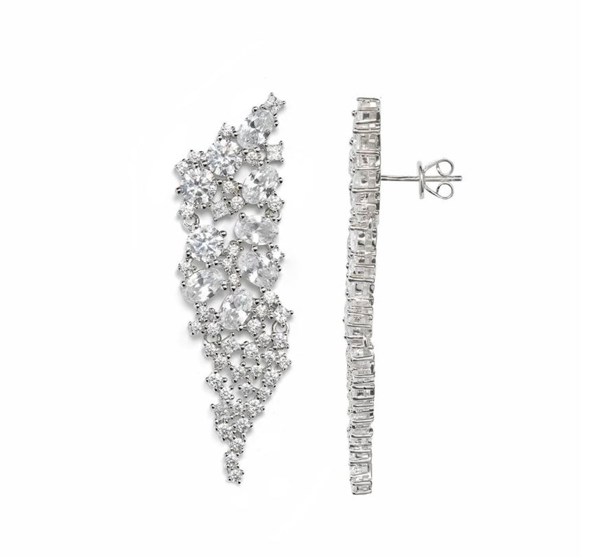 Foto de Pendientes de plata con fiigrana de circonitas blancas brillantes
