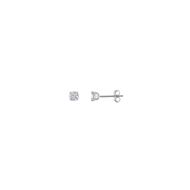 Foto de Pendientes de plata baño rodio punto de luz cuatro garras 4mm