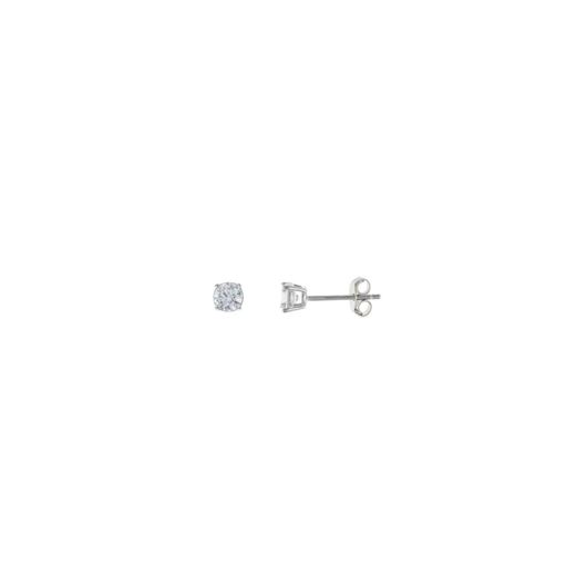 Foto de Pendientes de plata baño rodio punto de luz cuatro garras 4mm
