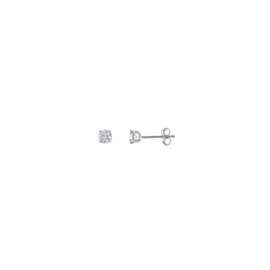 Foto de Pendientes de plata baño rodio punto de luz cuatro garras 4mm